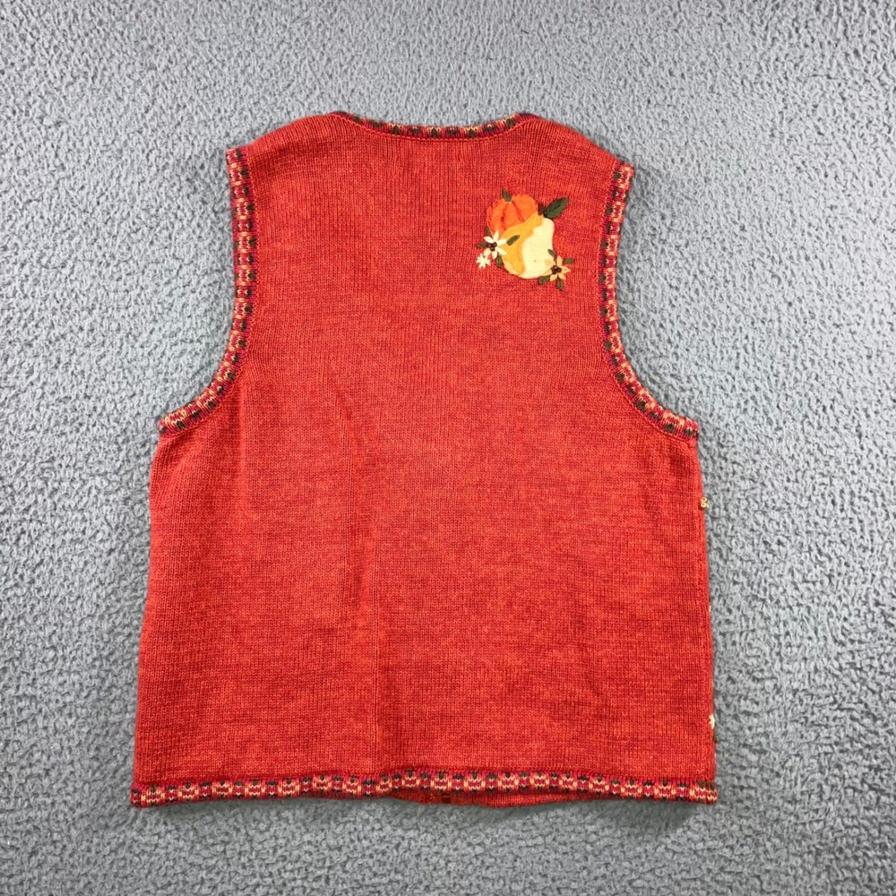 Vintage Tiara Int Vest Women Medium Fall Harvest Pumpkin Grandma Peasant Retro - Picture 2 of 8